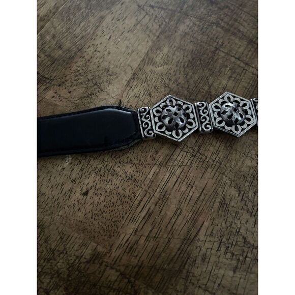 Brighton Belt Vtg 1995 Black Leather Silver Tone Concho Medallions Size Small - Picture 7 of 15